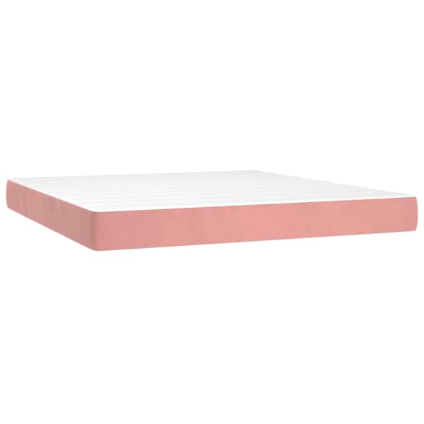 Ramsäng med madrass rosa 160x200 cm sammet
