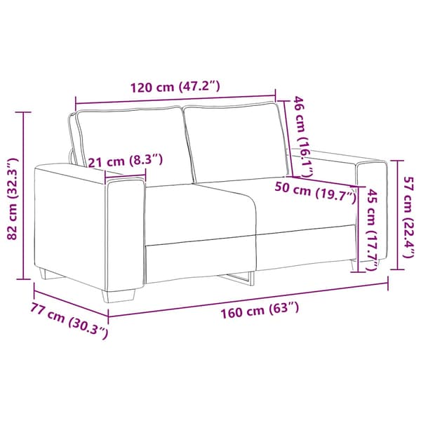 2-sitssoffa svart 160x77x82 cm tyg