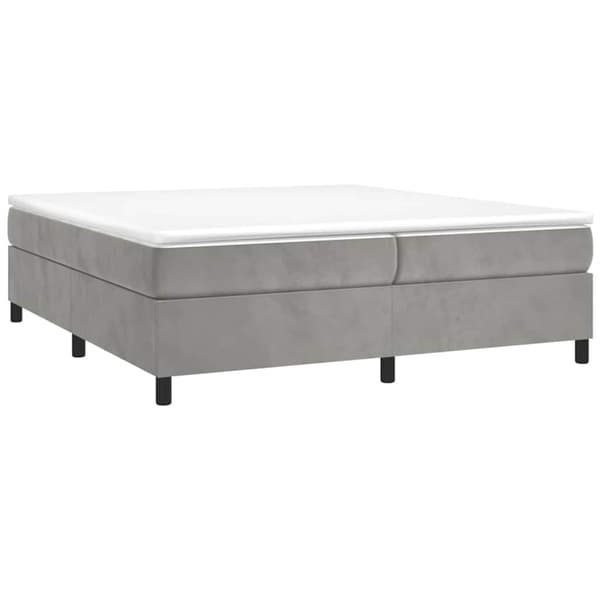 Ramsäng med madrass ljusgrå 200x200 cm sammet