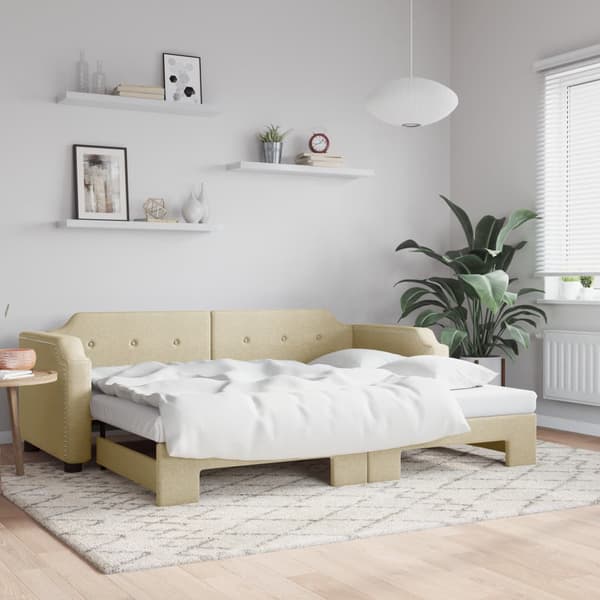 Dagbädd utdragbar gräddvit 100x200 cm tyg