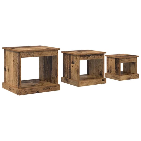Kaffeebord 3 pcs Gammalt trä Konstruerat trä