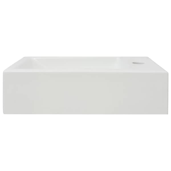 Handfat med kranhål rektangulär keramisk vit 46x25,5x12 cm