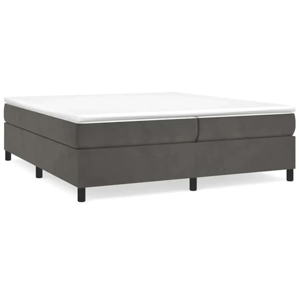 Ramsäng med madrass mörkgrå 200x200 cm sammet