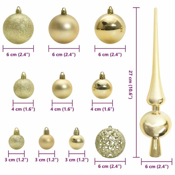 Julprydnad Set med 150 LED-lampor 61 pcs Guld Plast