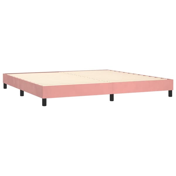 Ramsäng med madrass & LED rosa 200x200 cm sammet