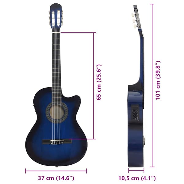 Gitarr western 12 delar med EQ-pedal och 6 strängar blå