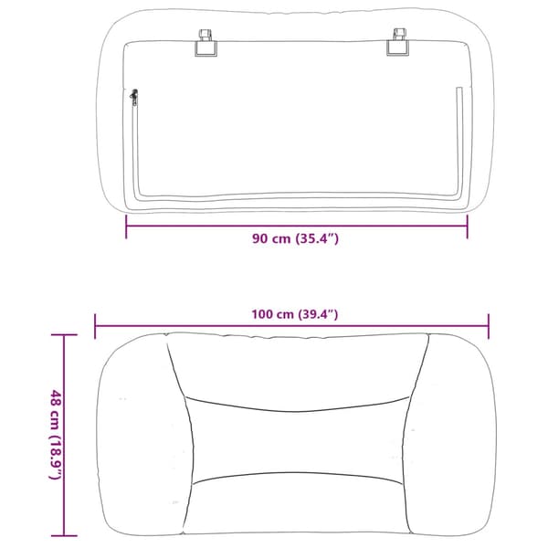 Headboard Cushion "Hvar" Light Grey 90 cm Fabric