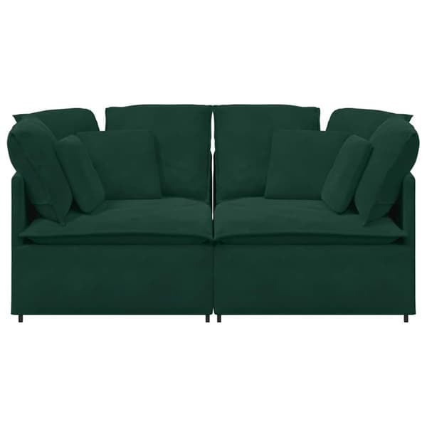 Modulsoffa med dynor sammet mörkgrön