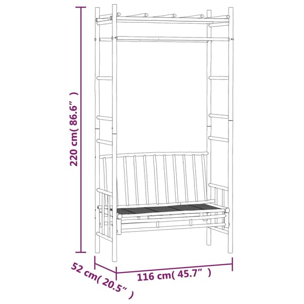 Trädgårdsbänk med pergola 116 cm bambu