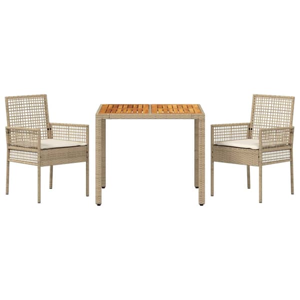 Trädgårdsmöbelset 3 pcs Beige konstrotting