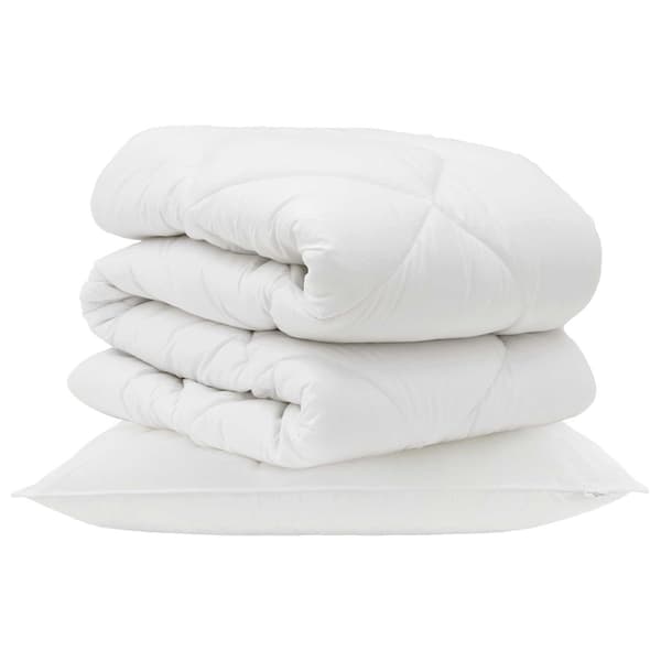 Duntäcke med kudde 2 pcs Vit Mikrofiber