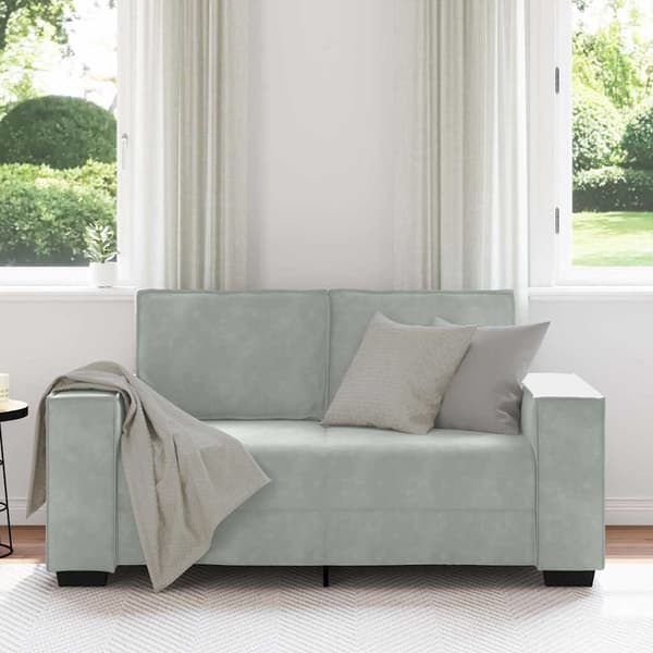 2-sitssoffa ljusgrå 160x78x84 cm sammet