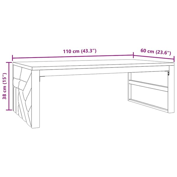 Soffbord 110x60x38 cm massiv teak