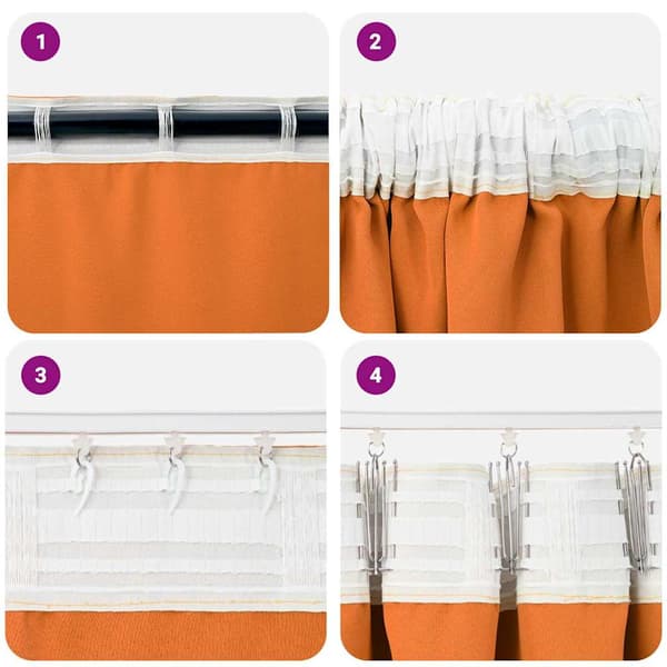 Mörkläggningsgardiner med Ringar 2 pcs Klart Orange