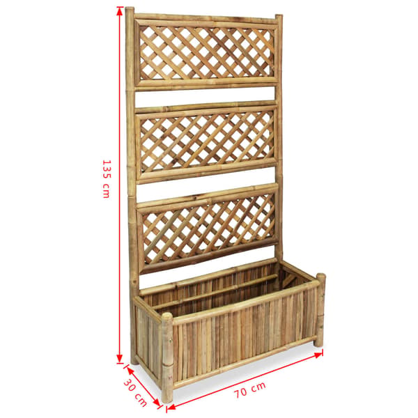 Odlingslåda med spaljé bambu 70 cm