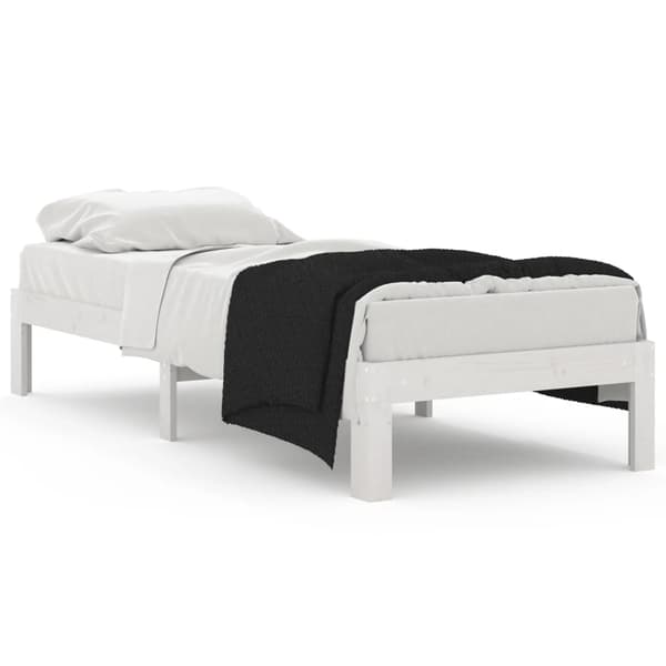 Sängram vit massivt trä 75x190 cm