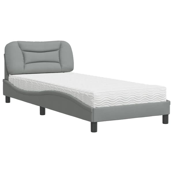 Bed with Mattress "Hvar" Light Grey 80x200 cm Fabric