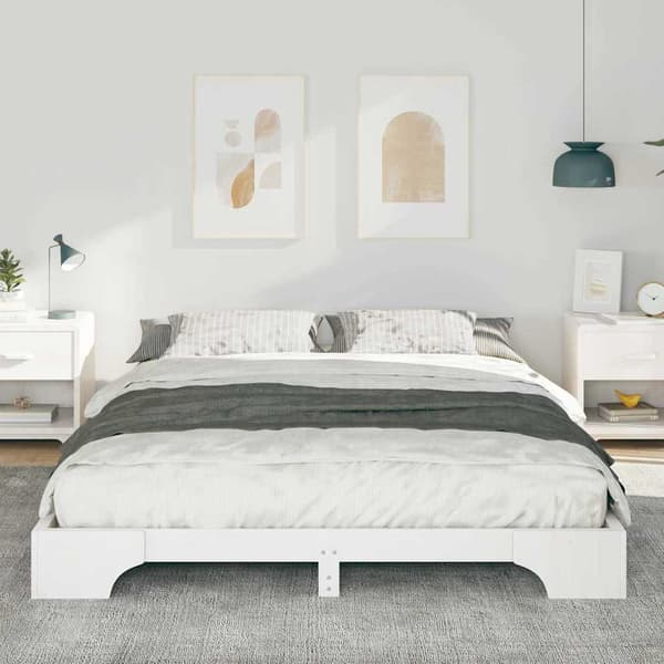 Sängram Vit 160 x 220 cm Massiv furu
