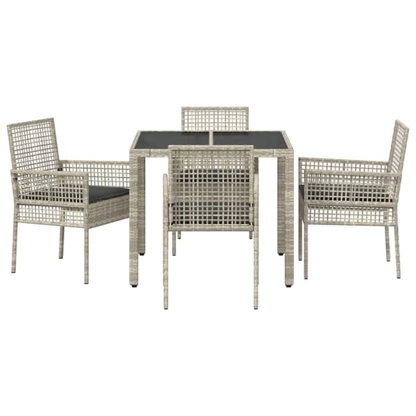 Trädgårdsmöbelset 5 pcs Ljusgrå konstrotting