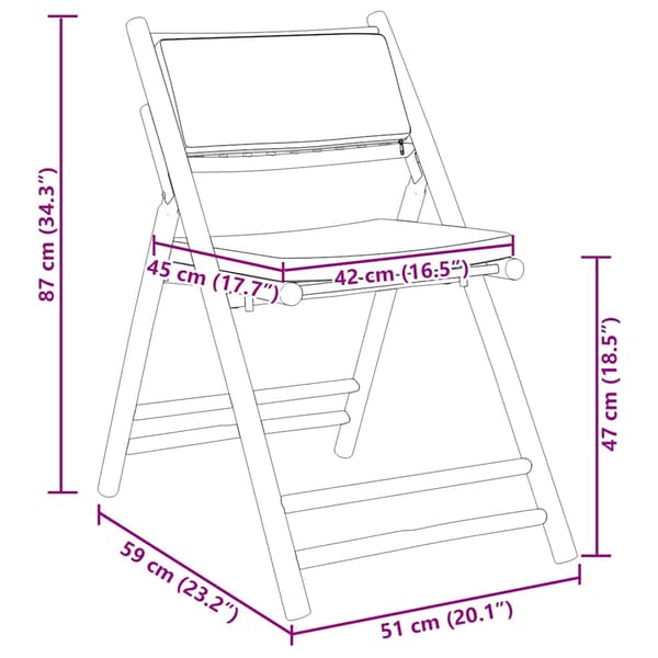 Caféstolar hopfällbara med mörkgrå kuddar 6 st bambu