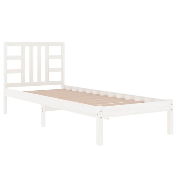 Sängram vit massivt trä 100x200 cm