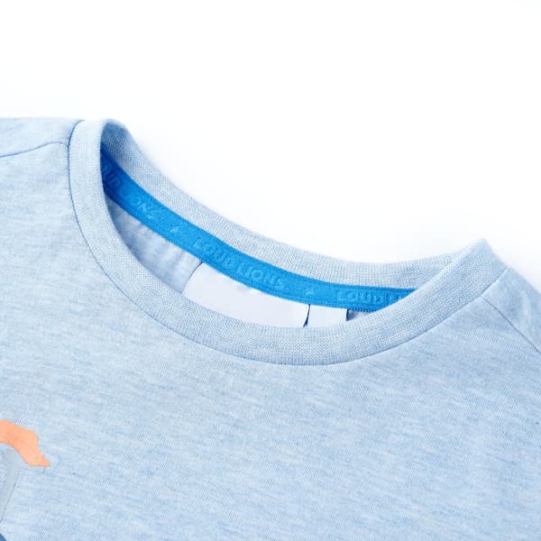 T-shirt för barn mjuk blå melerad 128