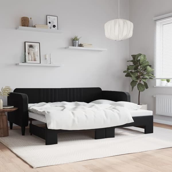 Dagbädd utdragbar svart 90x200 cm sammet