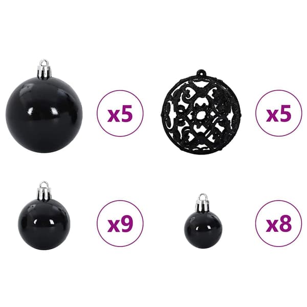 Julprydnad Set med 150 LED-lampor 61 pcs Svart Plast