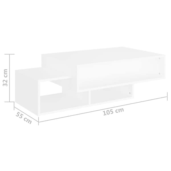 Soffbord vit 105x55x32 cm konstruerat trä