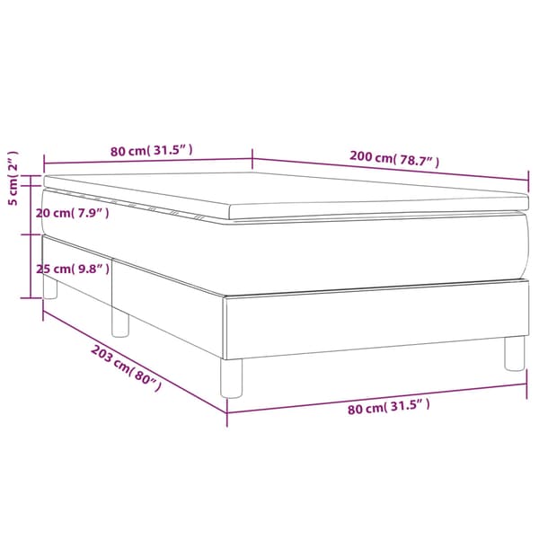 Ramsäng med madrass mörkgrå 80x200 cm sammet