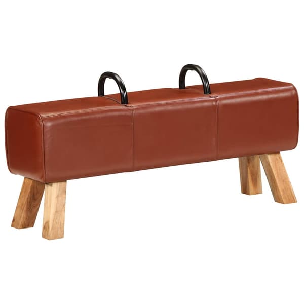 Gymbänk brun 110 cm äkta Läder