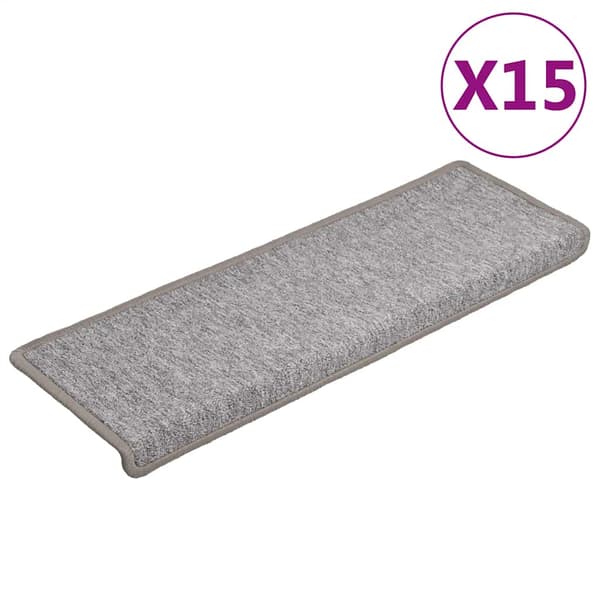 Trappmattor 15 st 65x21x4 cm ljusgrå rektangulär kant
