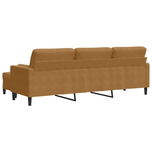 3-sitssoffa med fotpall brun 210 cm sammet
