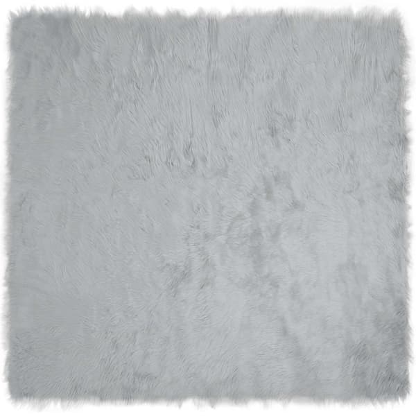 Fuskfäll matta TAFALLA Grå 120 x 120 cm Polyester