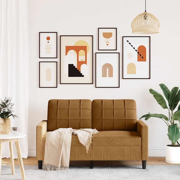 2-sitssoffa brun 120 cm sammet