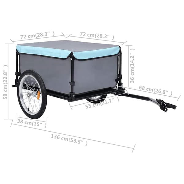 Cykelsläp grå och blå 65 kg