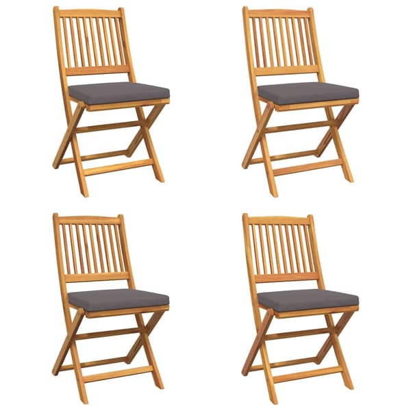 Fällstol 4 st Grå Massivt akaciaträ
