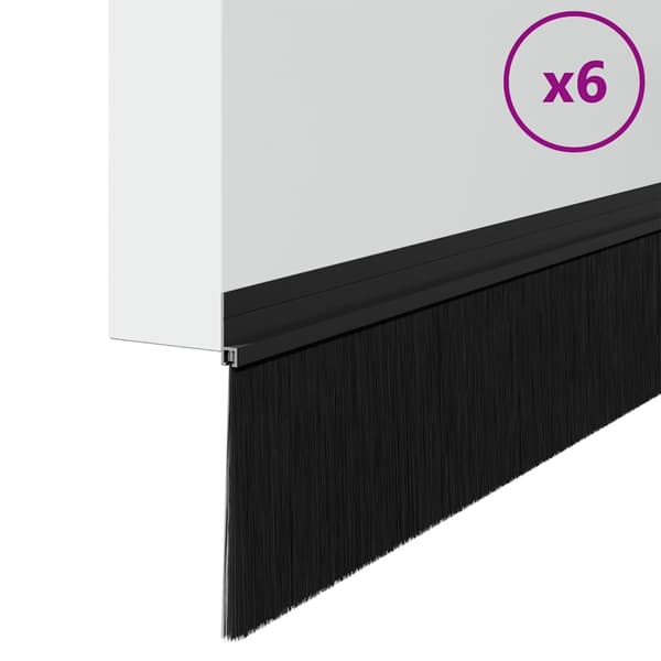 Självhäftande dörrborstlist 6 pcs Svart 100 cm