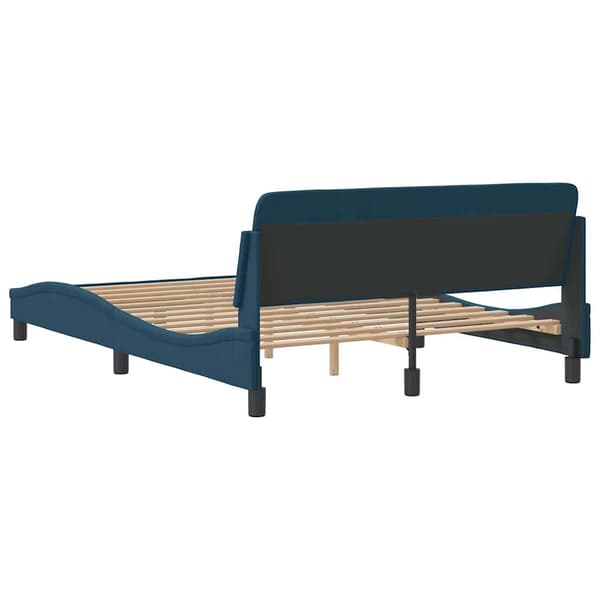 Bed Frame with Headboard "Dover" Blue 120x200 cm Velvet