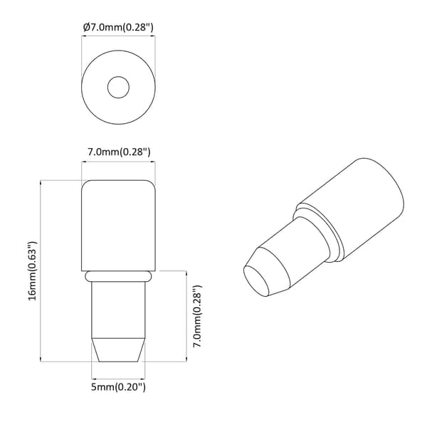 Hylla Peg 2 pcs Silver 7 x 16 mm Järn
