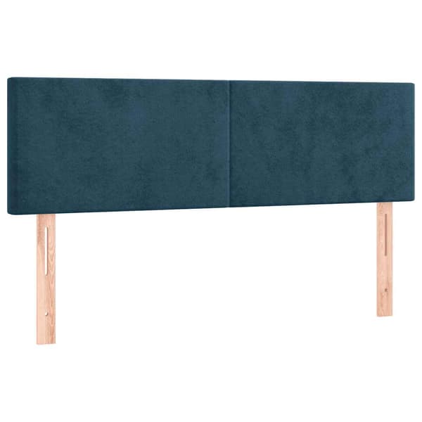 Ramsäng med madrass mörkblå 140x200 cm sammet