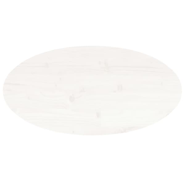 Bordsskiva vit 70x35x2,5 cm oval massiv furu