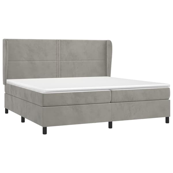 Ramsäng med madrass ljusgrå 200x200 cm sammet