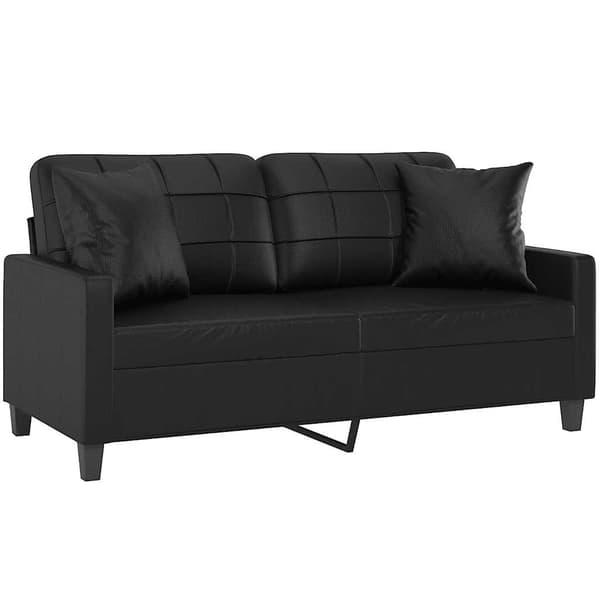 2-sits soffa med prydnadskuddar svart 140 cm konstläder