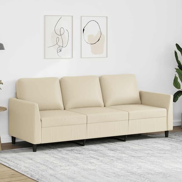 3-sitssoffa gräddvit 180 cm konstläder
