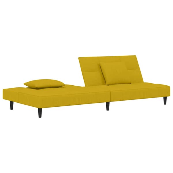 Bäddsoffa 2-sits med två kuddar gul sammet
