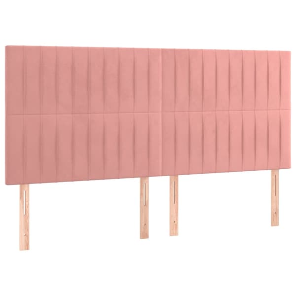 Sänggavel rosa 160x5x118/128 cm sammet