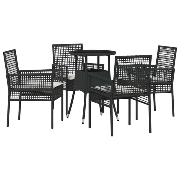 Trädgårdsmöbelset 5 pcs Svart konstrotting