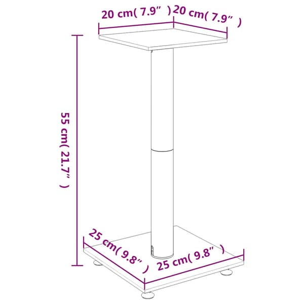 Högtalarstativ 2 st härdat glas 1-pelardesign silver