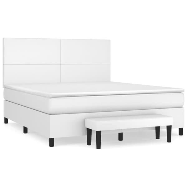 Ramsäng med madrass vit 180x200 cm konstläder